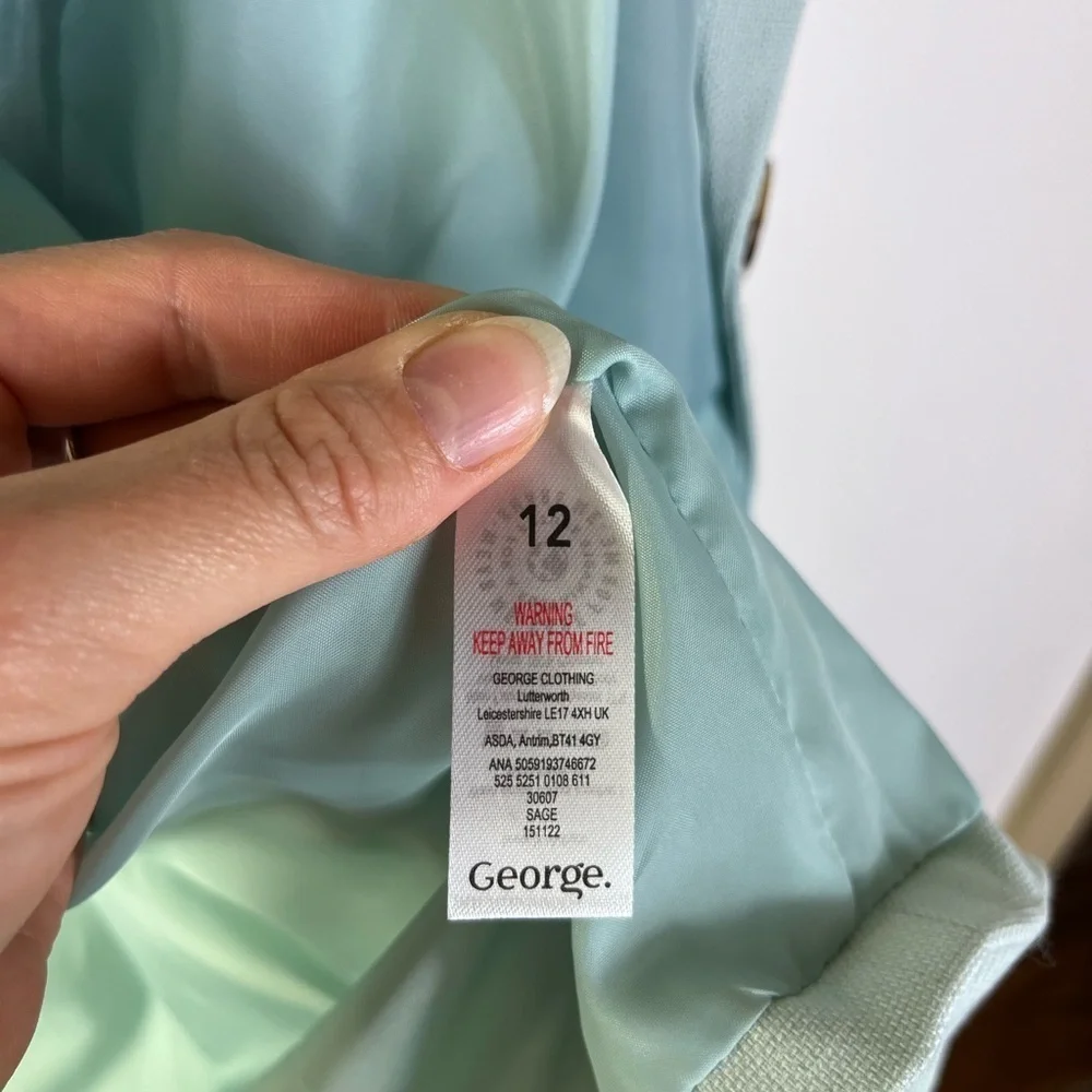 George Asda United Kingdom Casual Blazer Mint Trendy Oversized Women’s Sz  12